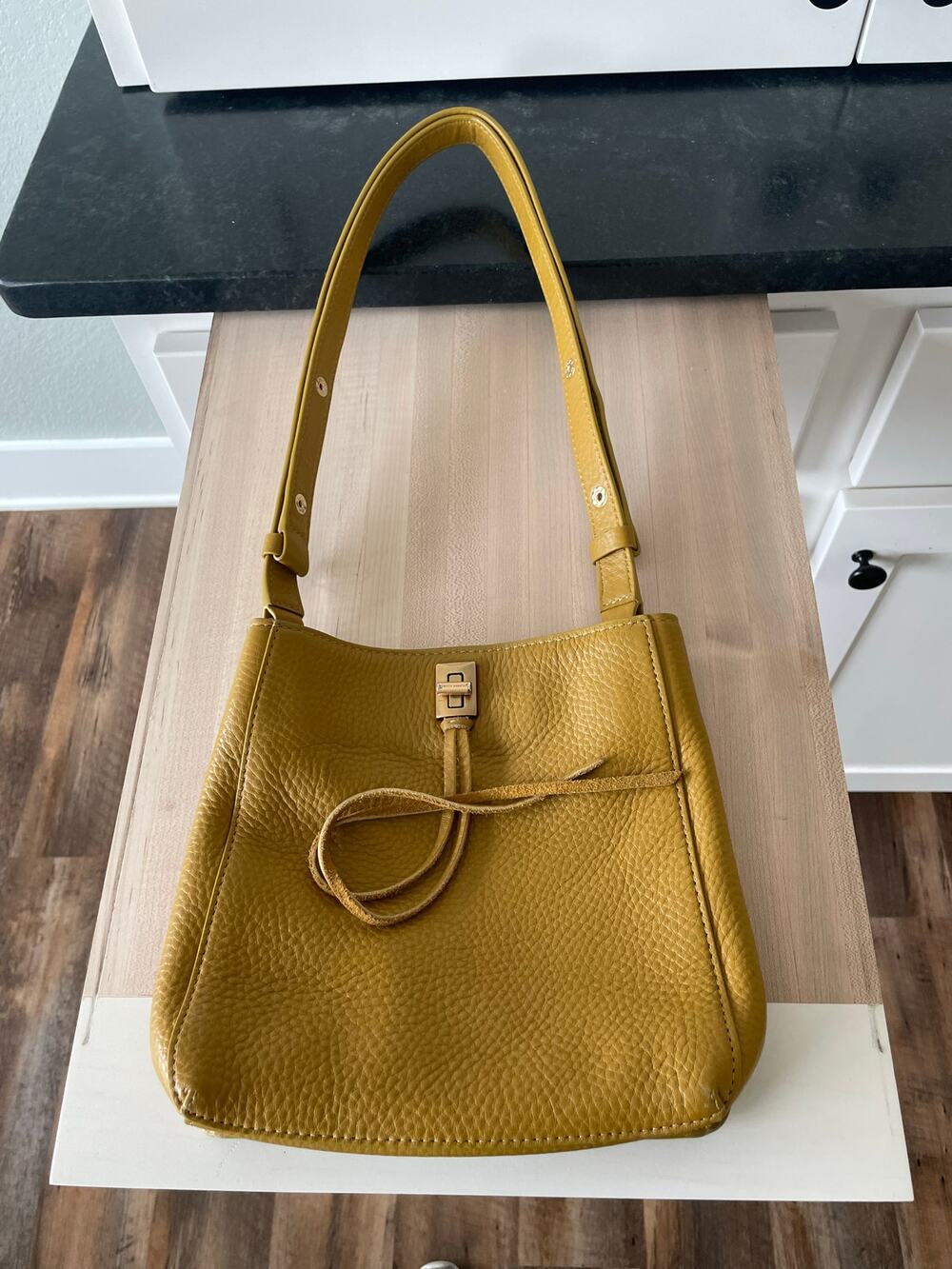 Rebecca Minkoff, "Darren" Small shoulder Bag in Ambra yellow leather